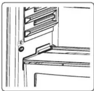 Line drawing of a cabinet or rack with a handle and ladder, no text or symbols present