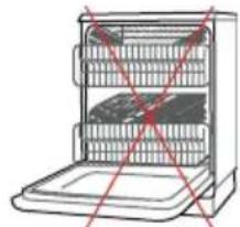 Diagram of a refrigerator with open doors and red diagonal lines indicating storage compartments (no text or symbols)