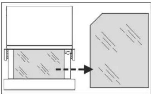 Diagram showing a mechanical assembly with a piston and block, connected by an arrow indicating direction (no text or symbols present)