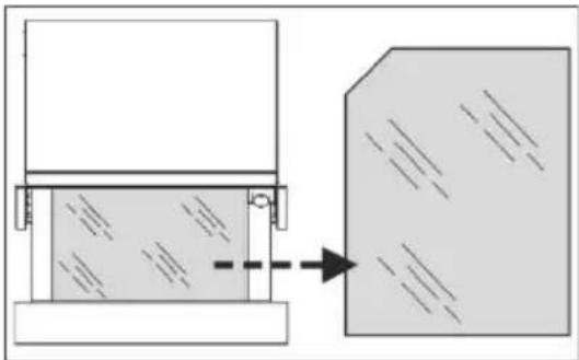 Diagram showing a mechanical assembly with a piston and block, connected by an arrow indicating direction (no text or symbols present)