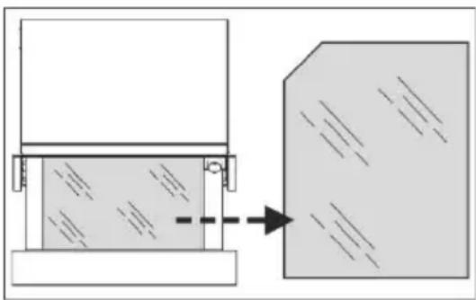 Diagram showing a mechanical assembly with a piston and block, connected by an arrow indicating direction (no text or symbols present).