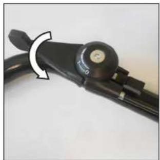 Close-up of a black plastic tool with a curved arrow indicating rotation (no text or symbols visible)