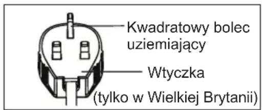 Kwadratowy bolec uziemiający Wtyczka (tylko w Wielkiej Brytanii)