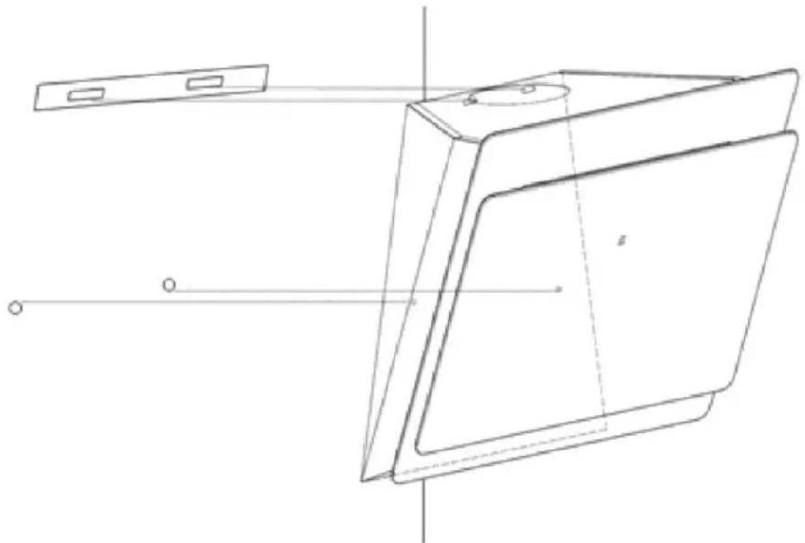 Technical line drawing of a rectangular electronic device with mounting brackets and internal components (no text or symbols)