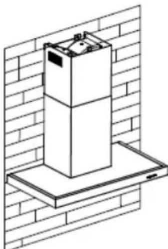 Isometric line drawing of a cylindrical device mounted on a base, placed against a brick wall (no text or symbols).