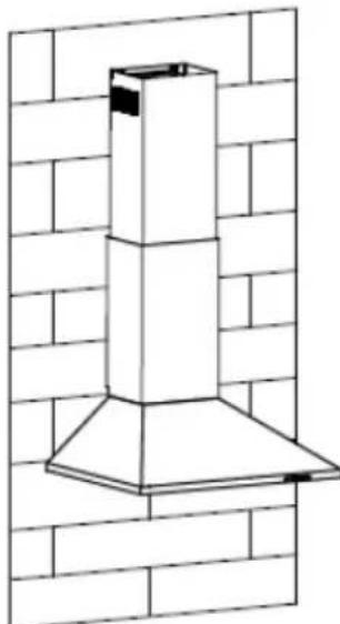 Line drawing of a chimney mounted on a brick wall (no text or symbols).