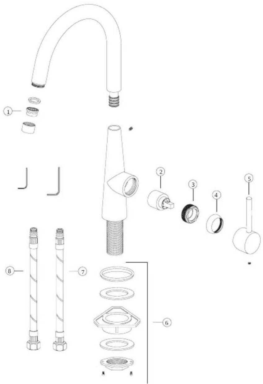 Exploded view diagram of a shower drain assembly with numbered parts for identification.