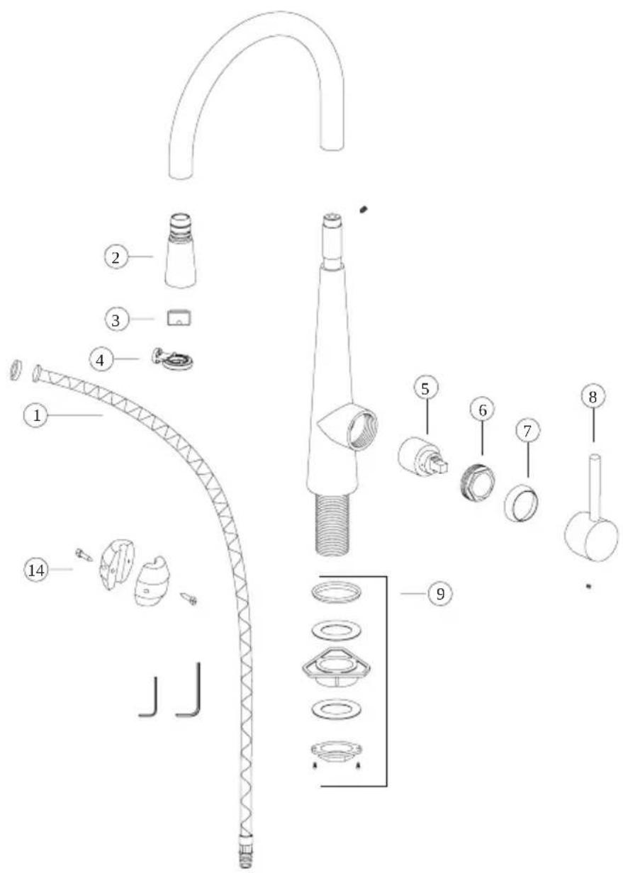 FRANKE STL-BR-304 - Lista de partes/refacciones STL-PD-316 / 304 / IBK / GLD/STL-PR-304 / IBK / GLD - 1