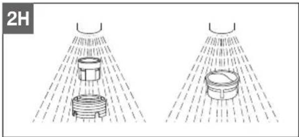 Two identical diagrams showing a spray gun spraying liquid onto a cylindrical container, with no text or symbols present.