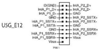 U5G_E12 ID(GND) IntA_P2_D+ IntA_P1_D+ IntA_P2_D- IntA_P1_D- GND GND IntA_P2_SSTX+ IntA_P1_SSTX+ IntA_P2_SSTX- IntA_P1_SSTX- GND GND IntA_P2_SSRX+ IntA_P1_SSRX+ IntA_P2_SSRX- IntA_P1_SSRX- Vbus Vbus PIN 1