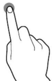 Line drawing of a hand finger pointing upward with a circular button on the index finger (no text or symbols)