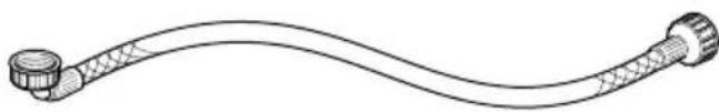 Illustration of a flexible hose with two connectors and a central hub (no text or symbols)