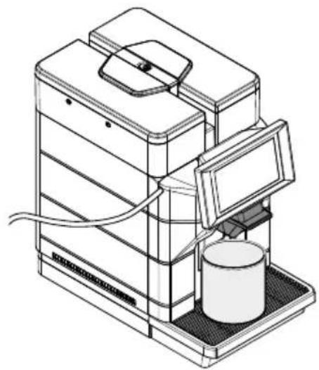 Line drawing of a laboratory instrument with a cylindrical container and open lid (no text or symbols)