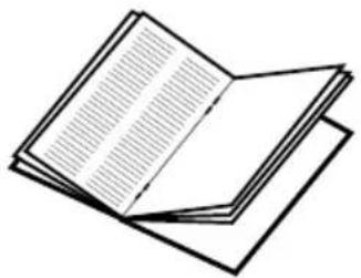 Simple line drawing of an open book with visible page lines (no text or symbols)