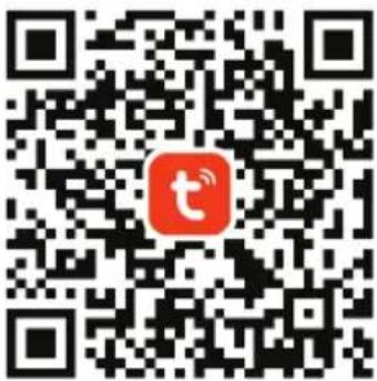 QR code with central red logo containing a white stylized 't' and signal icon