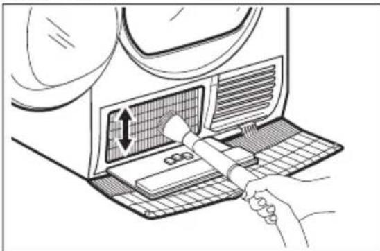Line drawing of a hand inserting a device into a fan or scanner device.