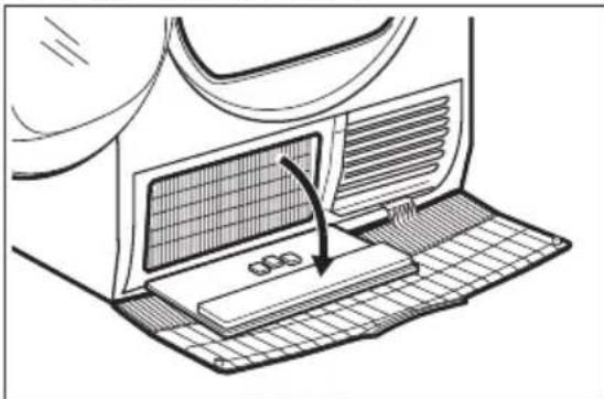 Diagram of a computer monitor with ventilation grilles and a grid base, showing airflow direction.