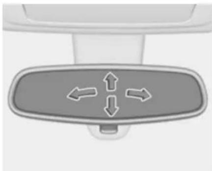 Close-up of a car rearview seat with three directional arrows indicating flow (no text or symbols)