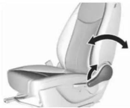 Side view of a car seat with black arrows indicating motion or force direction (no text or symbols)