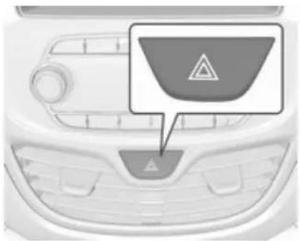 Front view of a car's dashboard with a warning sign icon (no text or symbols on the dashboard itself)