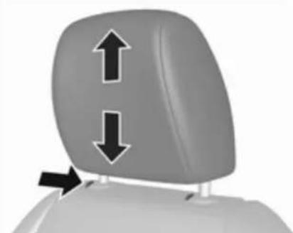 Close-up of a car headrest with bidirectional arrows indicating movement (no text or symbols)