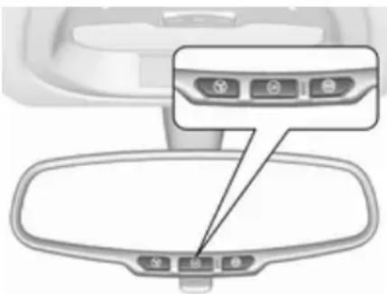 Interior view of a car dashboard with control buttons and a speech bubble (no text or symbols visible)
