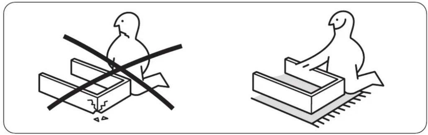 Two line drawings of birds on different platforms: one with a crosshair and the other with a bird (no text or symbols)