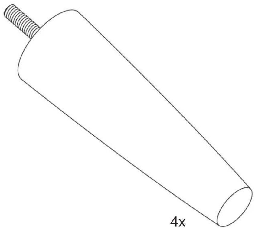 Dessin au trait d'un objet cylindrique avec une extrémité filetée et étiqueté '4x' (sans autre texte ni symboles).