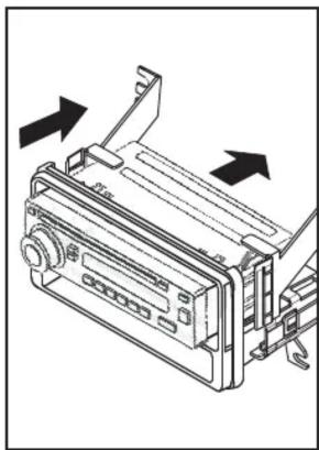 Diagram of a car air conditioner unit with directional arrows indicating airflow or movement (no text or symbols present)