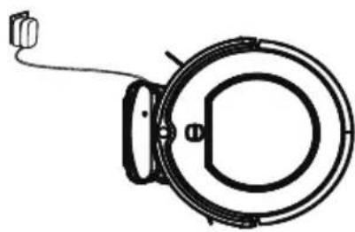 Technical line drawing of a mechanical component with a cable and housing (no text or symbols)