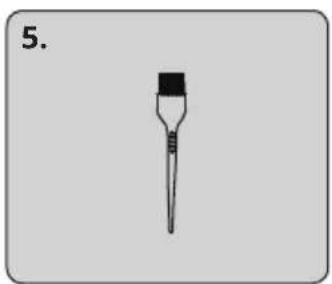 Simple line drawing of a needle or pipette with a black cap and black tip, labeled '5.' (no text or symbols on the object itself)