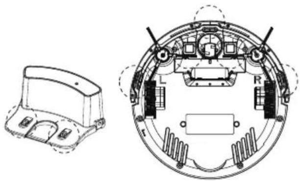 Technical line drawing of a circular mechanical component with internal components and mounting holes (no text or symbols)