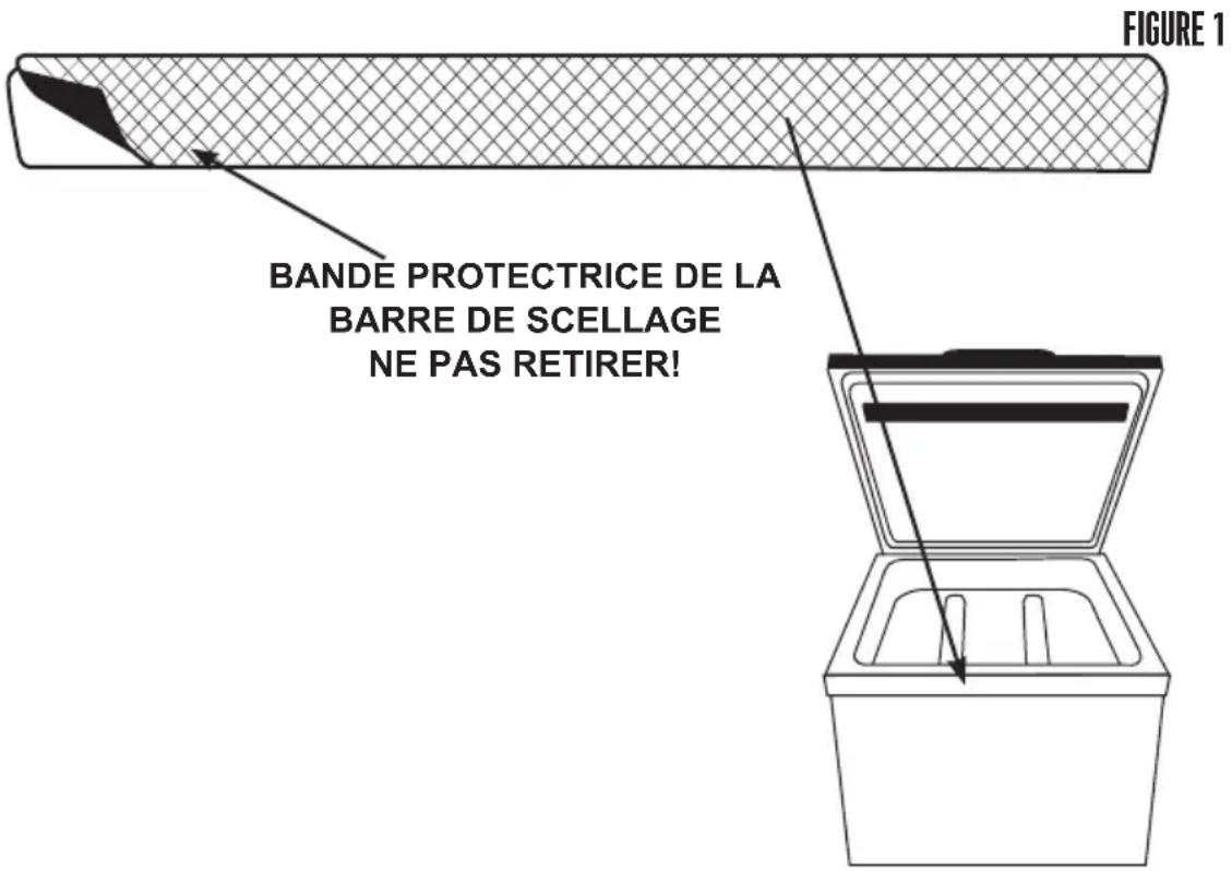 FIGURE 1 BANDE PROTECTRICE DE LA BARRE DE SCELLAGE NE PAS RETIRER!