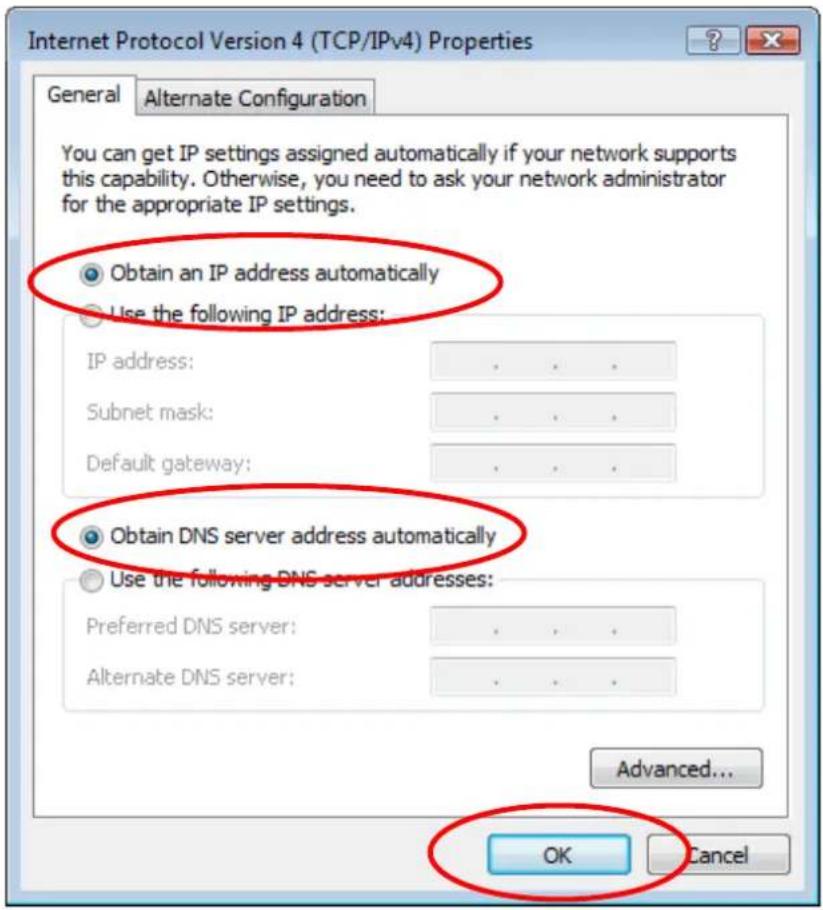 Internet Protocol Version 4 (TCP/IPv4) Properties General Alternate Configuration You can get IP settings assigned automatically if your network supports this capability. Otherwise, you need to ask your network administrator for the appropriate IP settings. Obtain an IP address automatically Use the…