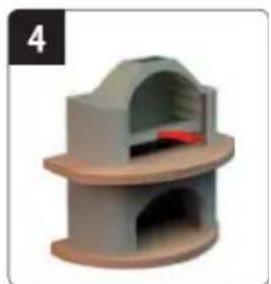3D model of a multi-tiered stone stove or oven with arched top and central opening (no text or symbols visible)