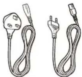Two types of electrical plug wires, one with a terminal plug and the other with a power plug (no text or symbols visible)