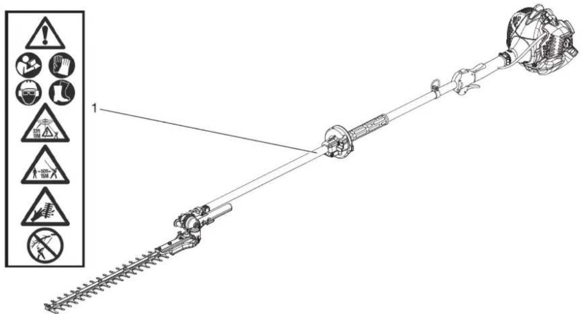Shindaiwa AH236S-LW - Posizione in cui è applicata la decalcomania - 1