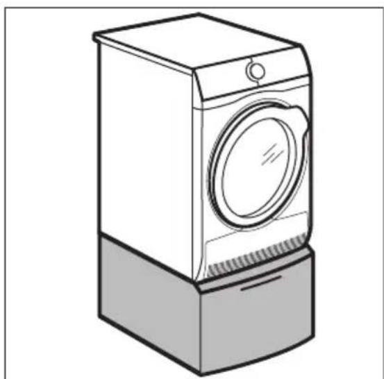 Line drawing of a washing machine with front panel and base (no text or symbols)