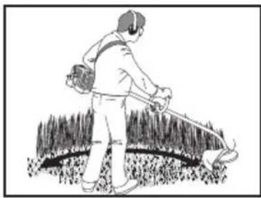 Illustration of a person using a hatcher in a field (no text or symbols)