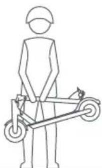 Line drawing of a person standing with a wheeled cart (no text or symbols)