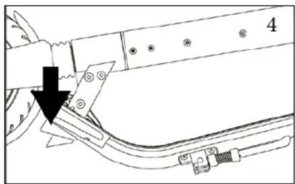 Technical diagram of a mechanical assembly with a black arrow pointing to a component (no text or symbols present)