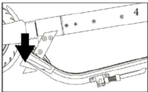 Technical line drawing of a mechanical assembly with a black arrow pointing to a component (no text or symbols present)