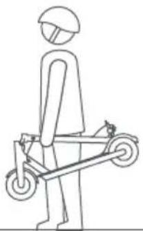 Line drawing of a person using a wheeled cart (no text or symbols)