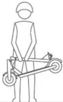 Line drawing of a person standing with a bicycle-like structure (no text or symbols)