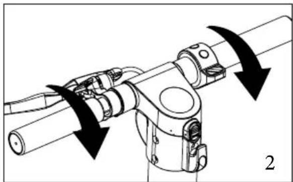 Mechanical assembly diagram showing a lever mechanism with directional arrows indicating motion (no text or symbols present)