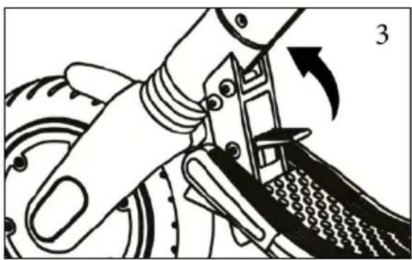 Mechanical assembly diagram showing a tool interacting with a mesh component (no text or symbols)