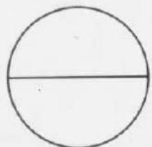Schéma géométrique simple d'un cercle avec une ligne horizontale passant par son centre (aucun texte ou étiquette)