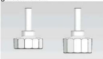 Two identical white mechanical components with flanged ends and cylindrical tops, shown side by side (no text or symbols)