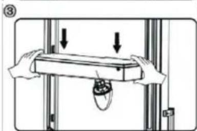 Illustration of hands holding a rectangular object with arrows indicating downward motion (no text or symbols).