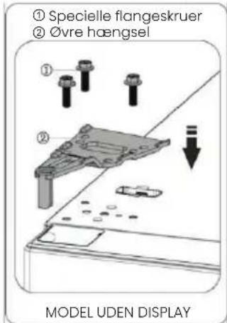 ① Special flange screws ② Upper hinge MODEL WITHOUT DISPLAY